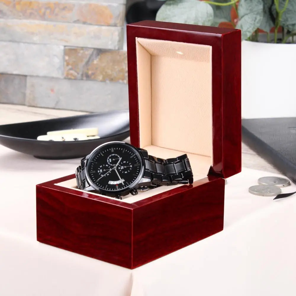 La Montre chronograph noir..
