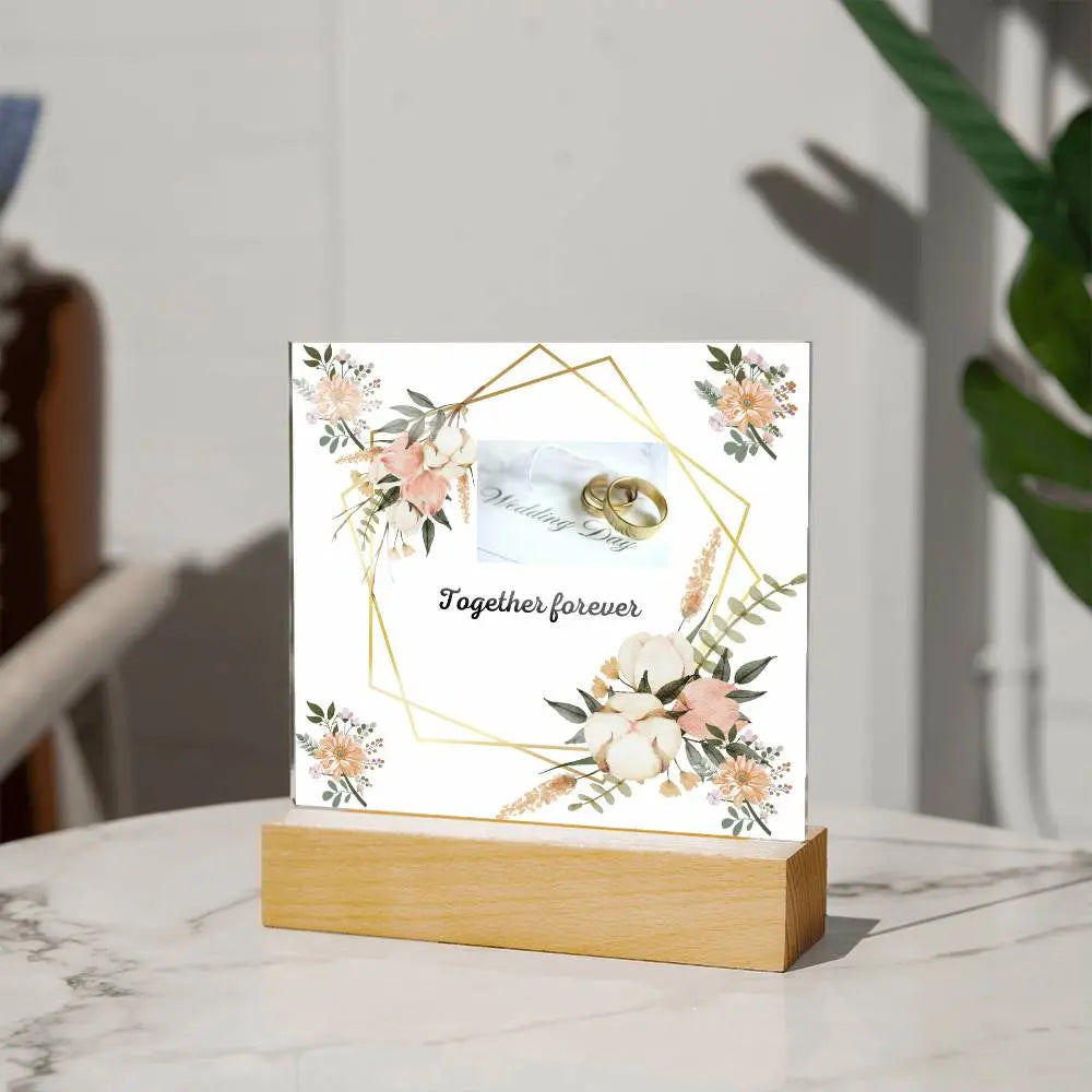 Square Acrylique Plaque wedding day. ShineOn Fulfillment
