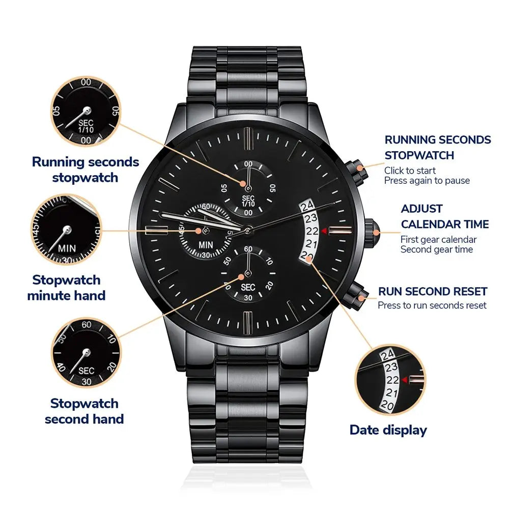 La Montre chronograph noir..