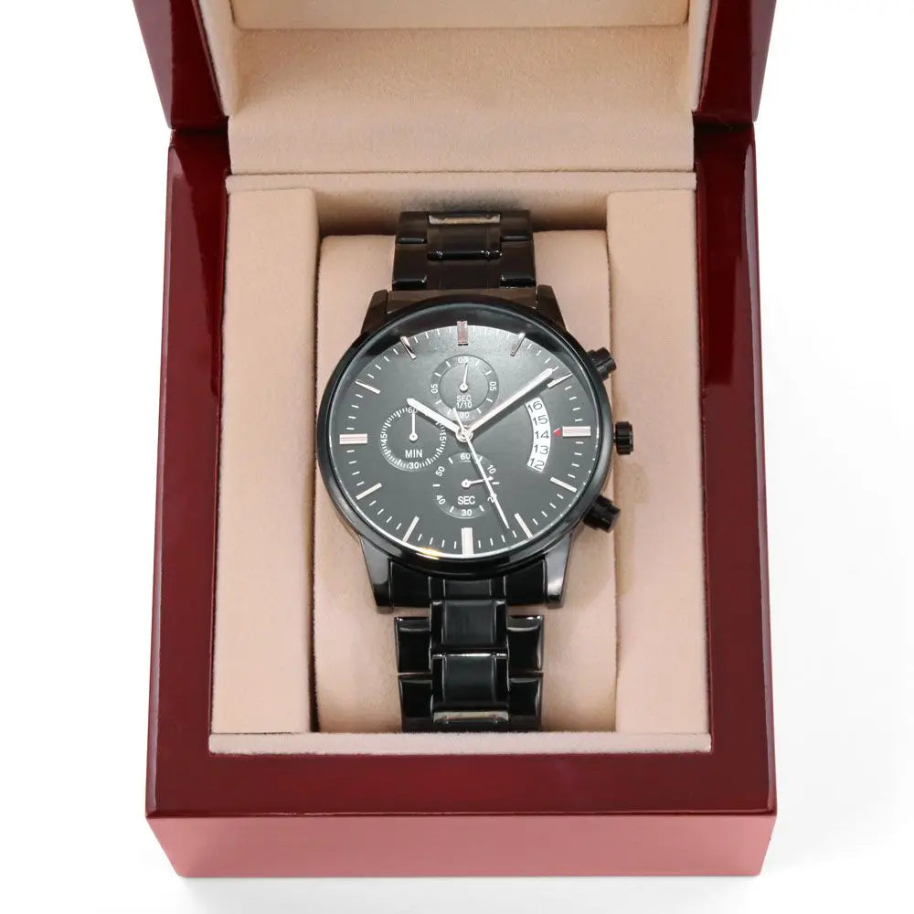La Montre chronograph noir..