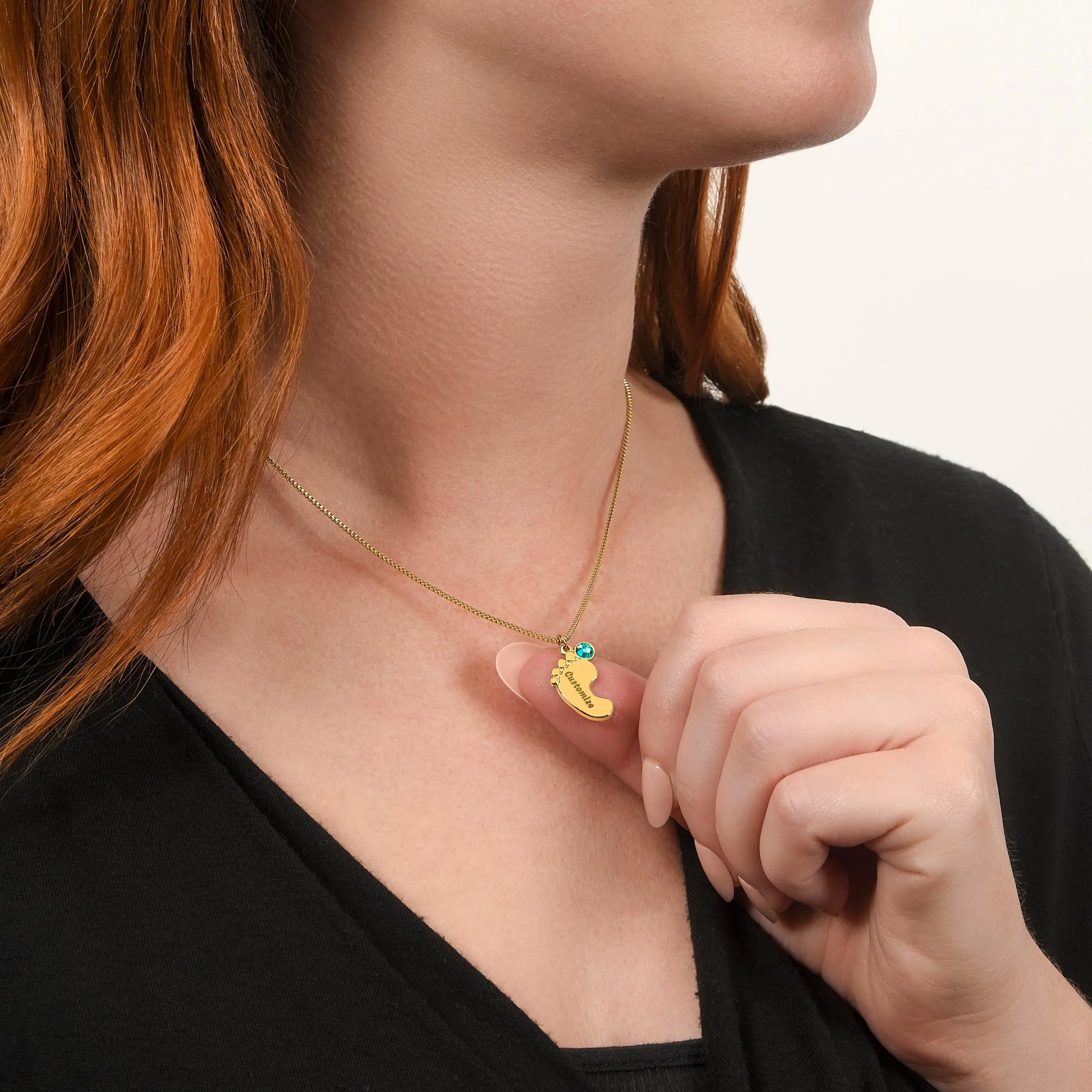 Gift to my amazing Mom Custom Baby Feet Necklace with Birthstone. ShineOn Fulfillment