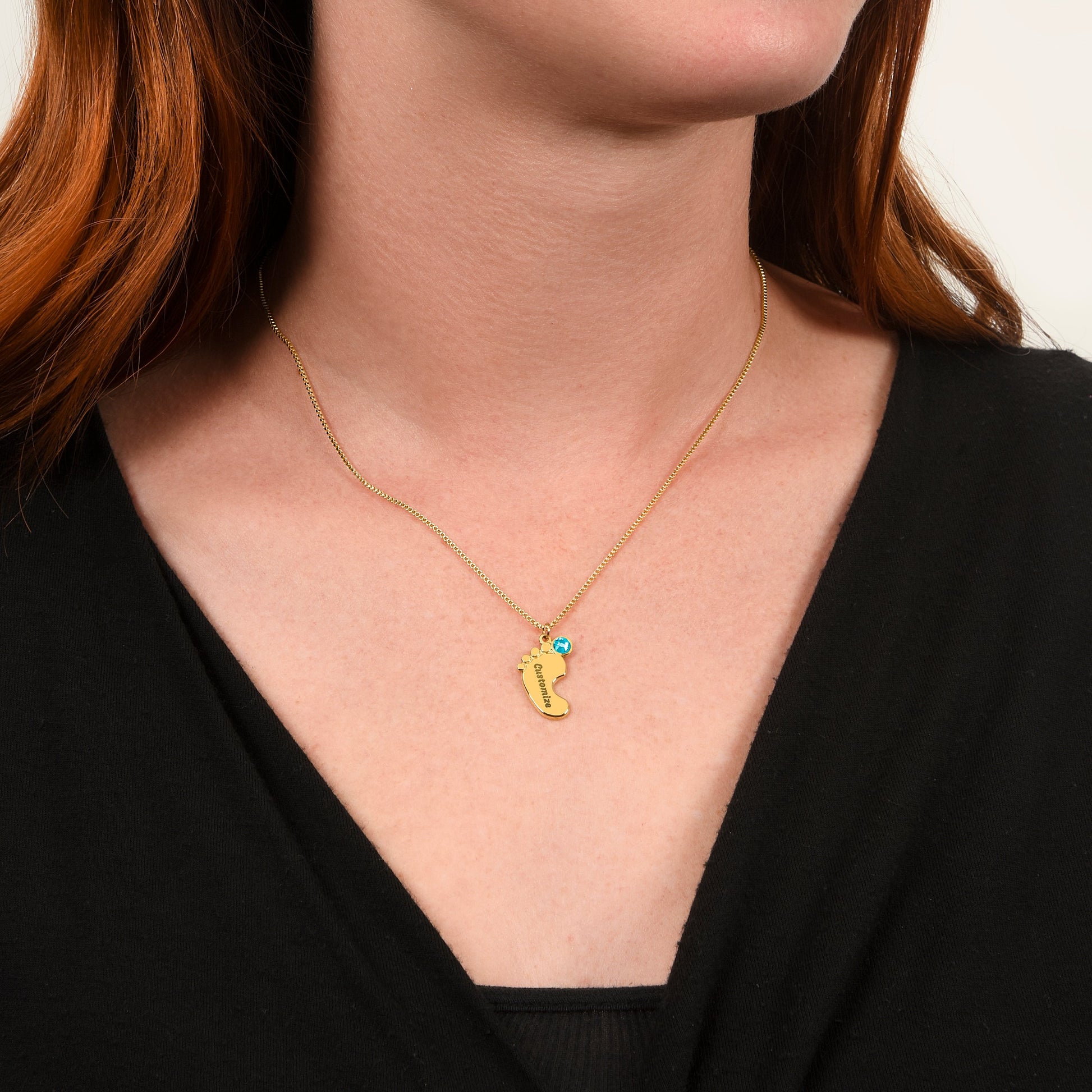 Gift to my amazing Mom Custom Baby Feet Necklace with Birthstone. ShineOn Fulfillment