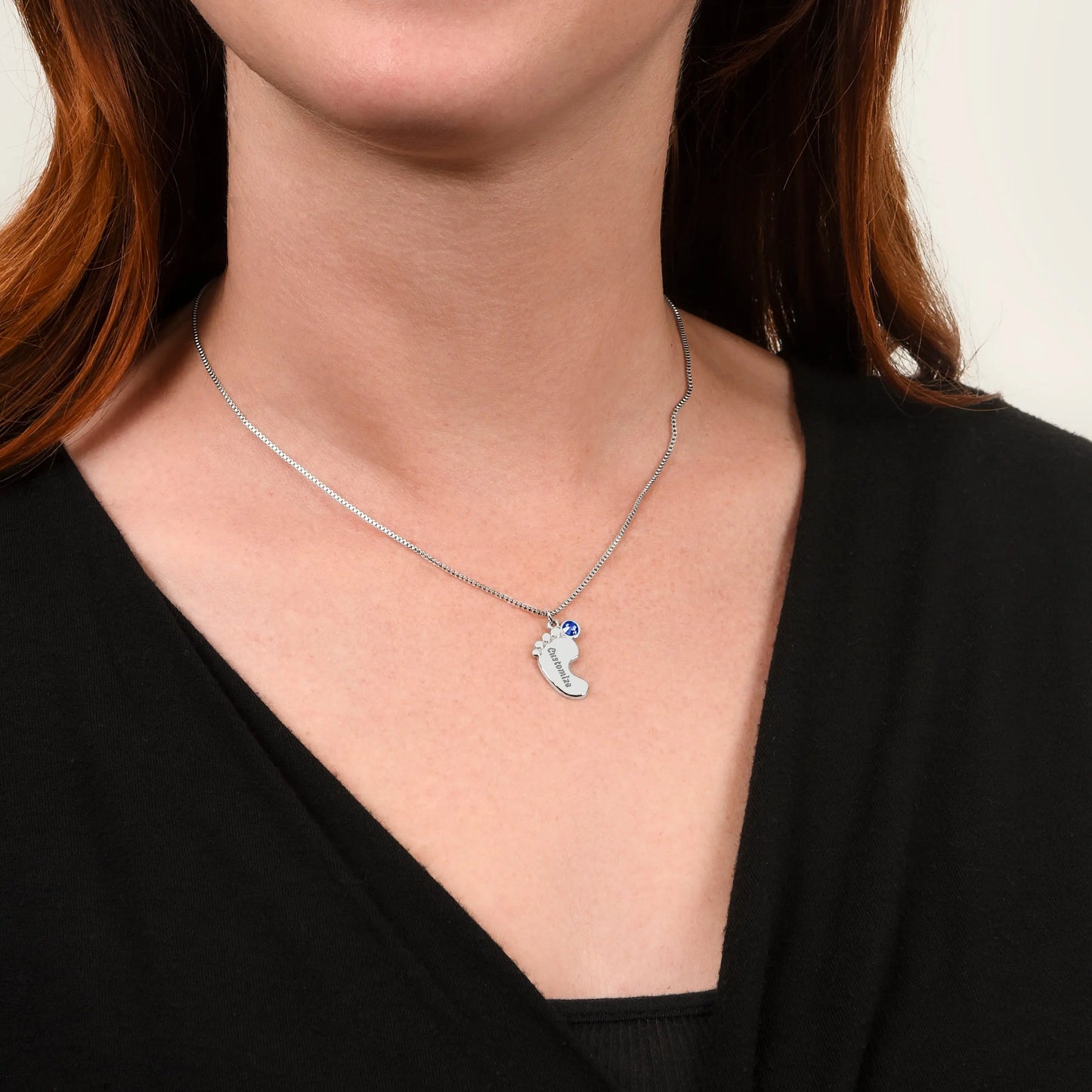 Gift to my amazing Mom Custom Baby Feet Necklace with Birthstone. ShineOn Fulfillment