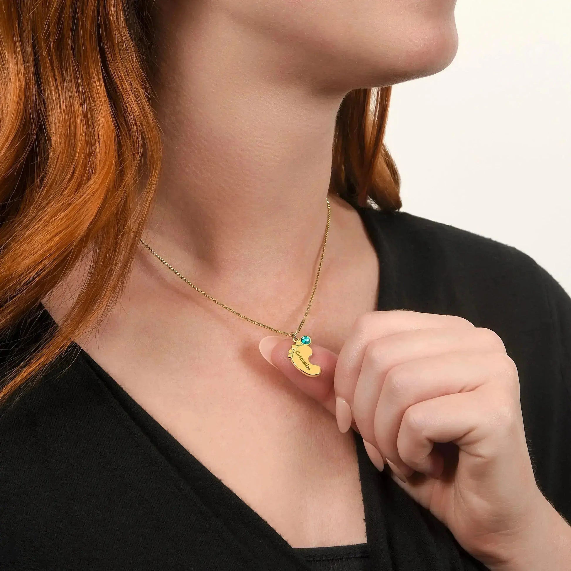 Gift to my amazing Mom Custom Baby Feet Necklace with Birthstone. ShineOn Fulfillment
