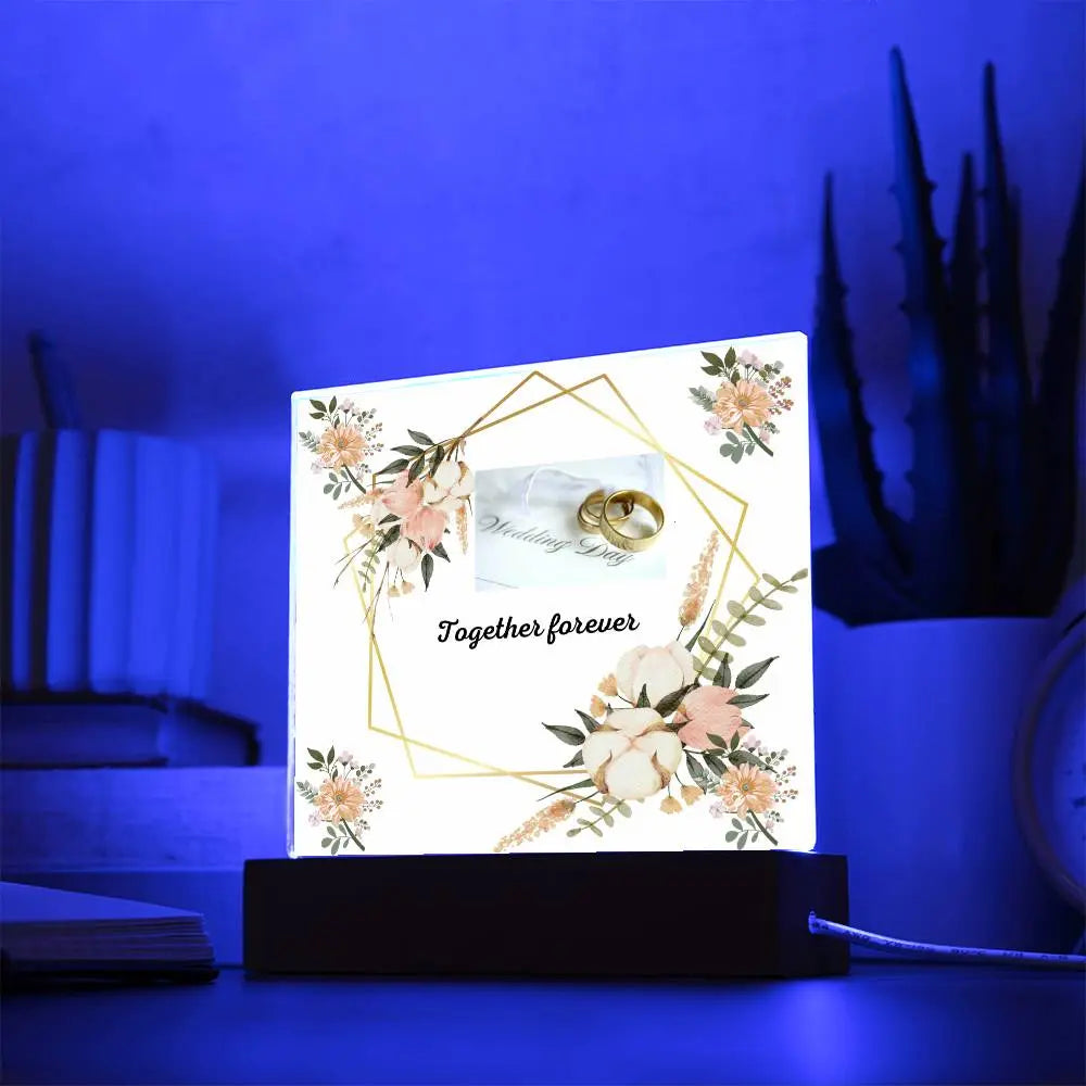 Square Acrylique Plaque wedding day. ShineOn Fulfillment